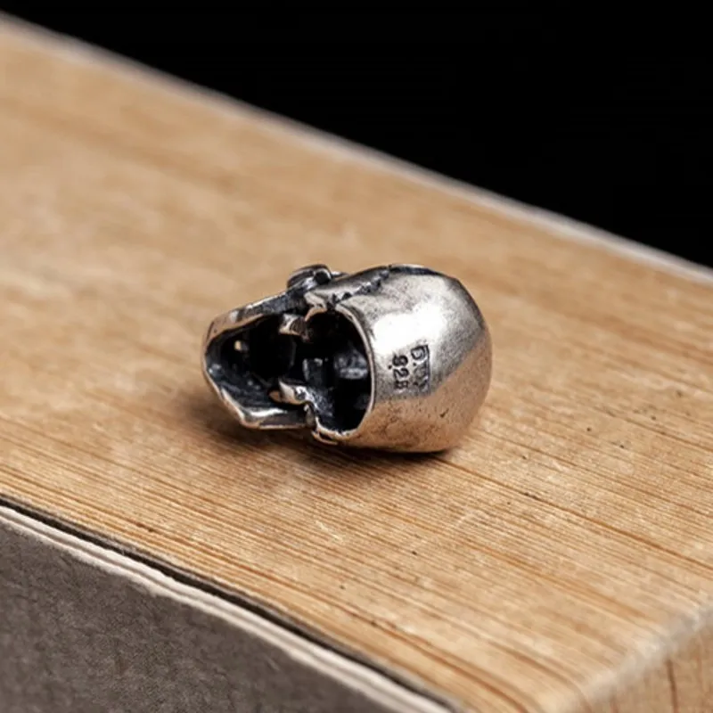 BISAER Orecchini a bottone con teschio e ragno in argento sterling