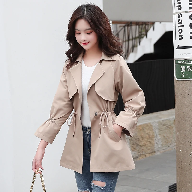 

Women's Windbreaker 2020 new Spring Autumn Fashion Casual Wild Jacket Solid Color Women's Cotton Loose Coat Tops
