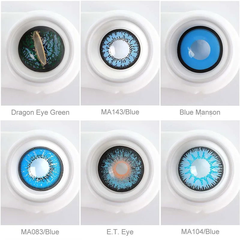 Lentillas de colores para Cosplay de Halloween, lentes de contacto de Color rojo y azul