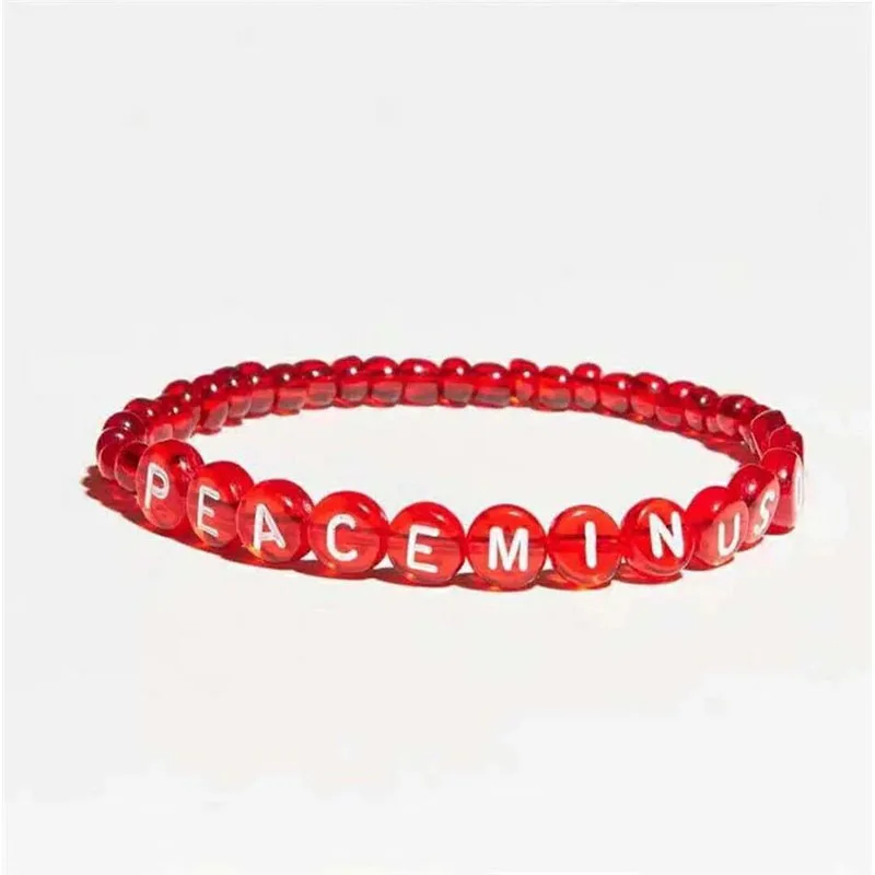 KPOP G Dragon PEACEMINUSONE красный браслет с алфавитом Kwon Ji Yong j Браслеты эластичные