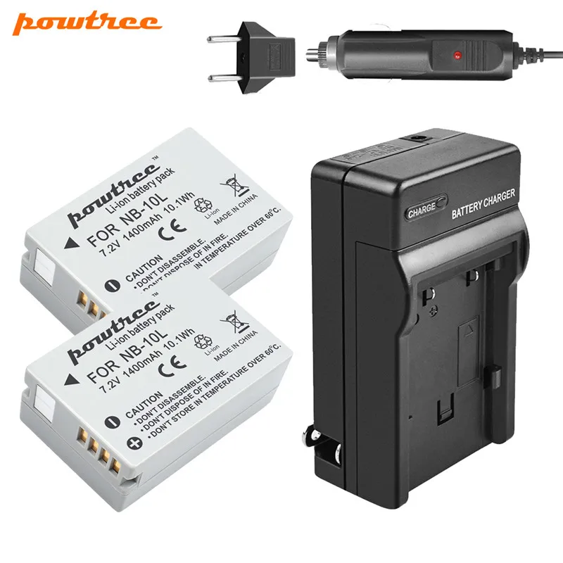 Powtree для Canon NB-10L NB 10L батарея+ Автомобильное зарядное устройство для PowerShot G15 G16 SX40 SX60 CB-2LCE аккумуляторная батарея - Цвет: 2 Battery Charger
