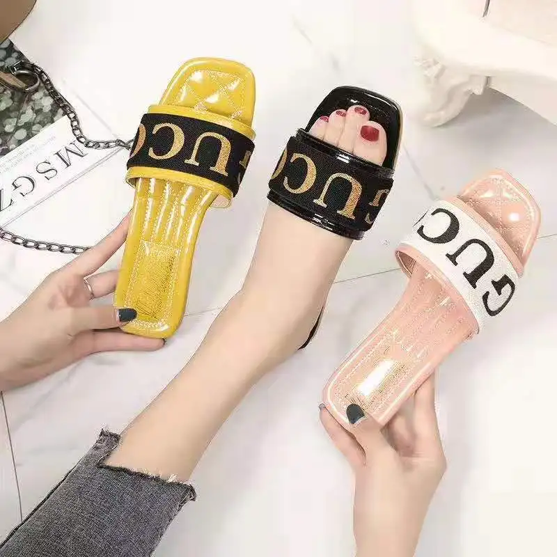 Zapatillas muje/Новинка года; дизайнерские женские шлепанцы; слипоны с клубничкой; прозрачные женские сланцы Летняя обувь