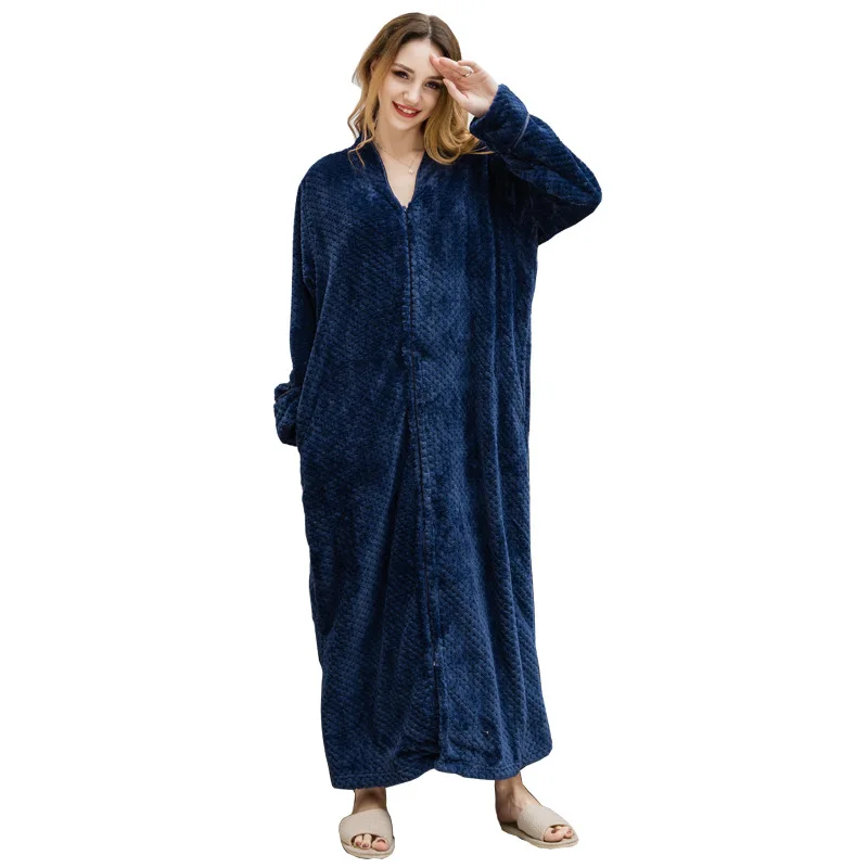 Женский осенне-зимний бархатный халат с моллюском, увеличивающий рост ночная рубашка, мужские утепленные пижамы, фланелевая домашняя одежда