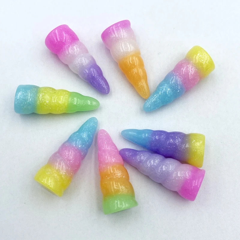 

10Pcs Unique Resin Colorful Unicorn Horn Flat Back Figurine DIY Wedding Scrapbook Decor Home Craft Accessories D18