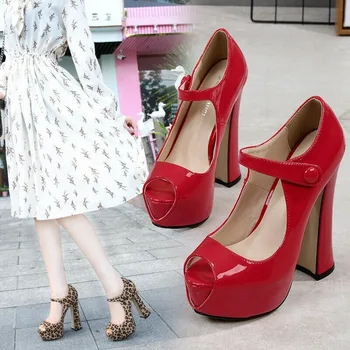 

2019 Spring Summer New Womens Elegant Super High Heeled Platform Shoes Sexy Leopard Pumps