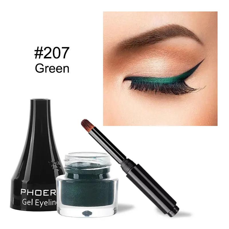 PHOERA Black Eyeliner Waterproof Colorful Gel Eye Liner Pencil Sweat-proof Liquid Makeup Cosmetics 10 Color Make up Tools TSLM1