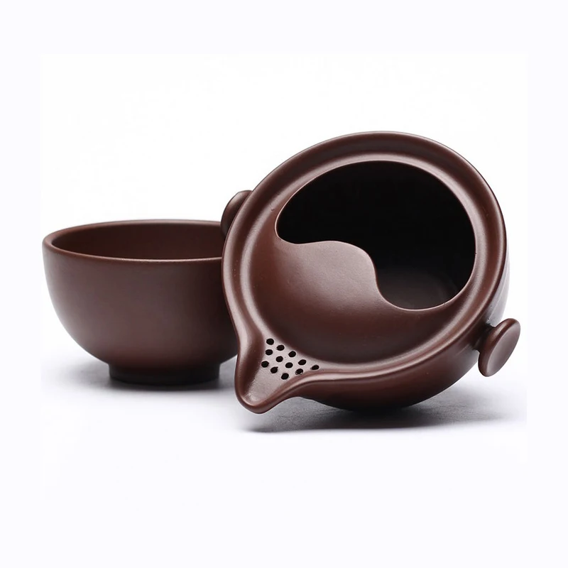 Tanie Podróżny zestaw do herbaty Yixing purpurowa glina czajniczek Quik garnki 1 garnek 1 kubek Teaware chiński napój Gongfu czajniki