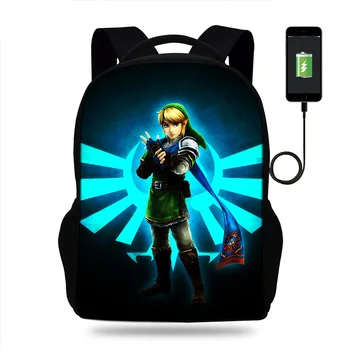 

BULEFLYER The Legend Of Zelda Print Backpacks Girls School Bags Laptop Travel Bags Teenage Notebook Boys USB Charge Mochila
