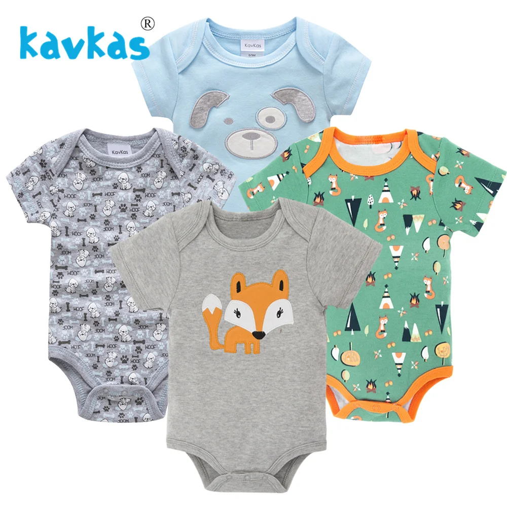 Kavkas/детская одежда для сна; 4 шт./компл. короткий рукав для новорожденных; пижамы для маленьких мальчиков; Одежда для маленьких мальчиков; bossa nova - Цвет: HY20802163