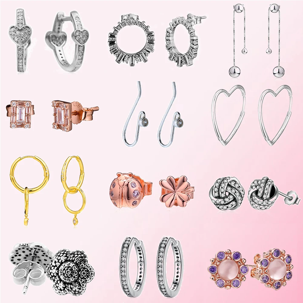 925 пробы серебряные классические подлинные Новые Комбинированные Серьги дамские очаровательные модные DIY Ювелирные изделия