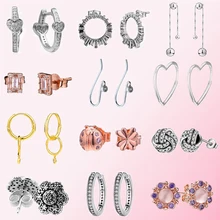 925 пробы серебряные классические подлинные Новые Комбинированные Серьги дамские очаровательные модные DIY Ювелирные изделия