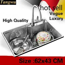 Квартира Роскошные кухня один корыто раковина мыть овощи 304 нержавеющая сталь высокое качество горячая Распродажа 62x43 см