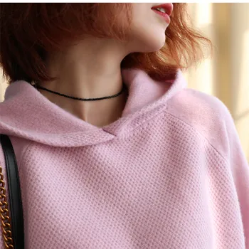 

Smpevrg knitted sweater women pullover new hooded long sleeve female pullover women sweaters knit tops casual jumper pull femme