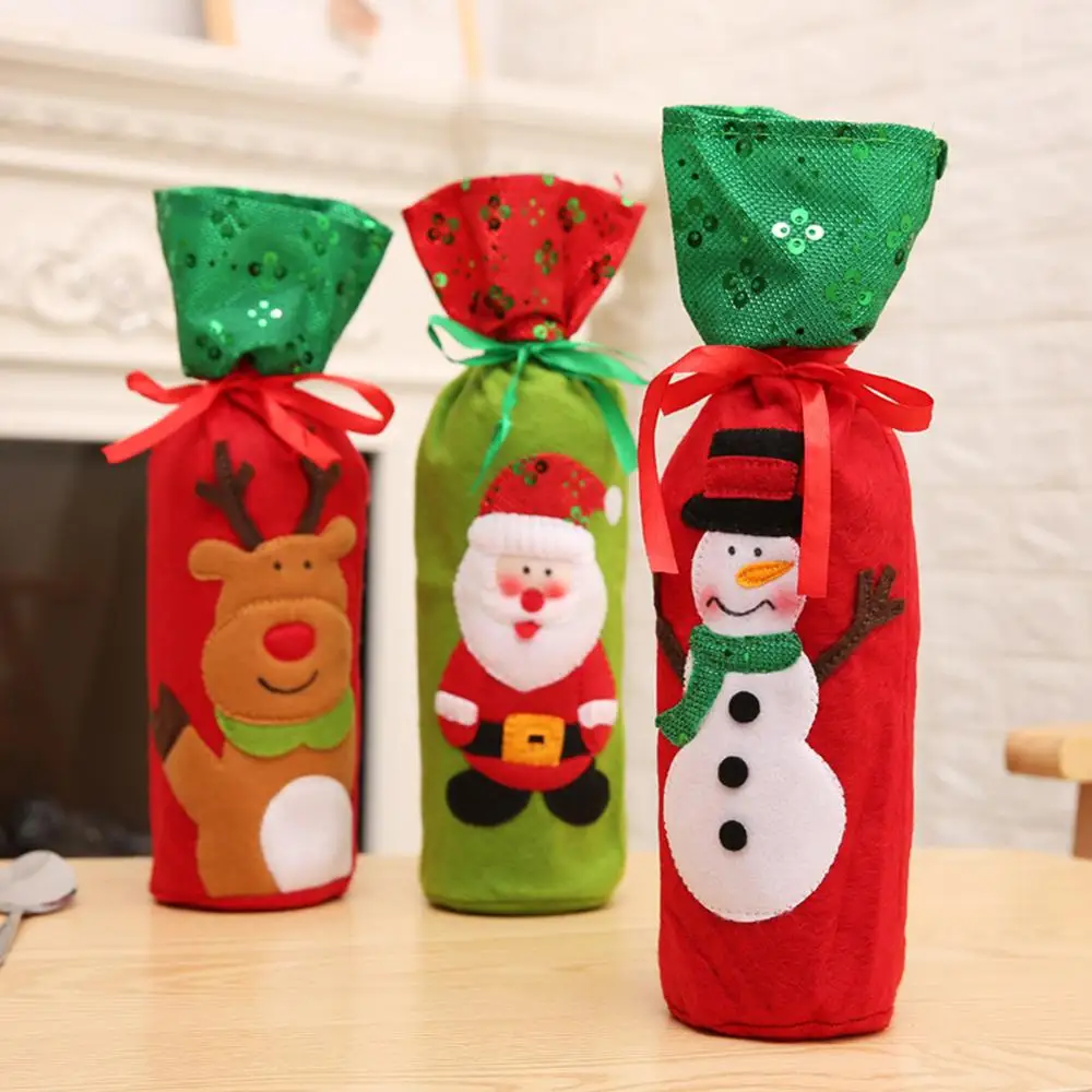 Рождественская Крышка для бутылки вина, Санта Клаус, снеговик для бутылки, вечерние крышки для дома, Рождественское украшение для дома, Рождественский мешок, подарок на год