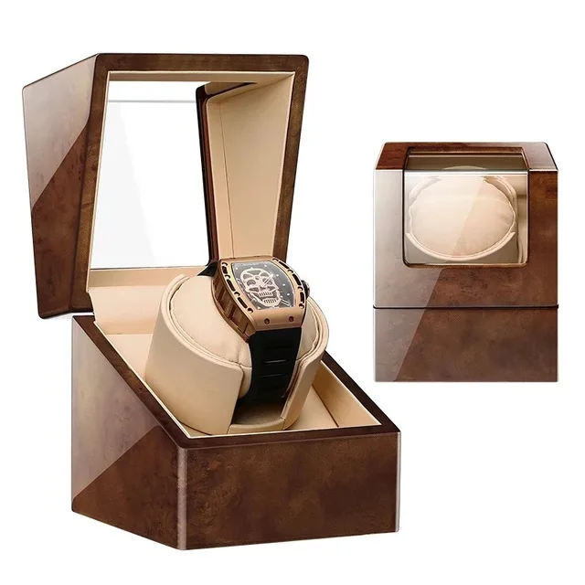 Remontoir Montre Часы моталки люксовый бренд часы дисплей коробка деревянный автоматический Органайзер один uhrenbeweger батарея переменного тока - Цвет: 100C-E1