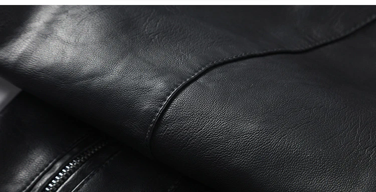 Мужские кожаные куртки Мужская тонкая куртка с воротником-стойкой осенне-Весенняя кожаная куртка