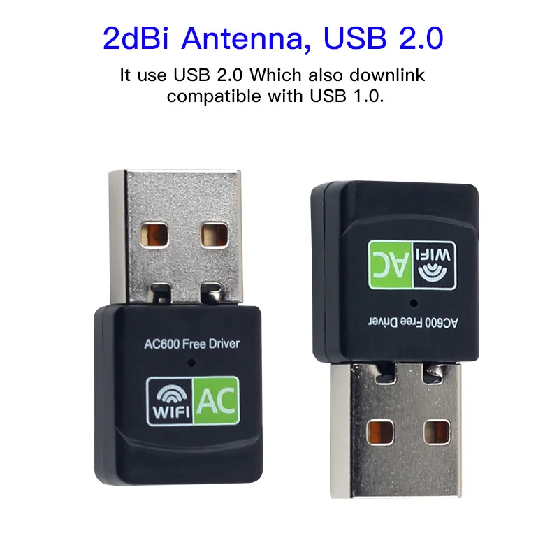 Wireless USB WiFi Adapter 600Mbps 5.8GHz+2.4GHz USB Wifi Receiver Wireless Network Card Dual Band 802.11b/n/g/ac Lan Wifi Dongle