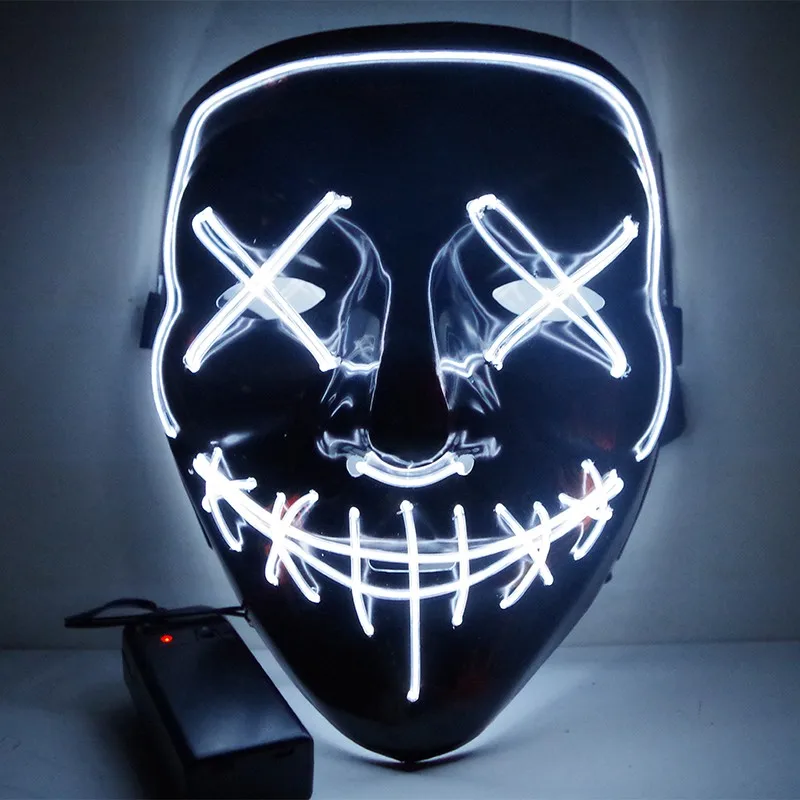 EL Wire маска на Хэллоуин, мигающий светодиодный светильник для косплея, маска для костюма, маска для светящихся танцев, маски для карнавала вечеринки - Цвет: W