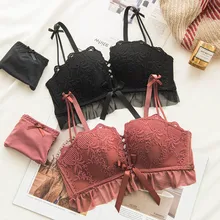 Roseheart, женский модный красный зеленый кружевной бюстгальтер с мягкими чашечками, бюстгальтер, сетчатые трусики, беспроводное нижнее белье, сексуальное нижнее белье, комплекты A B, японский