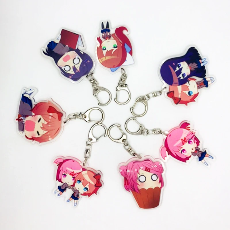 Doki Doki Literature Club Cosplay Keychain - Acrylic Keyring with Sayori, Yuri, Natsuki, Monika Characters - Cartoon Prop image 2