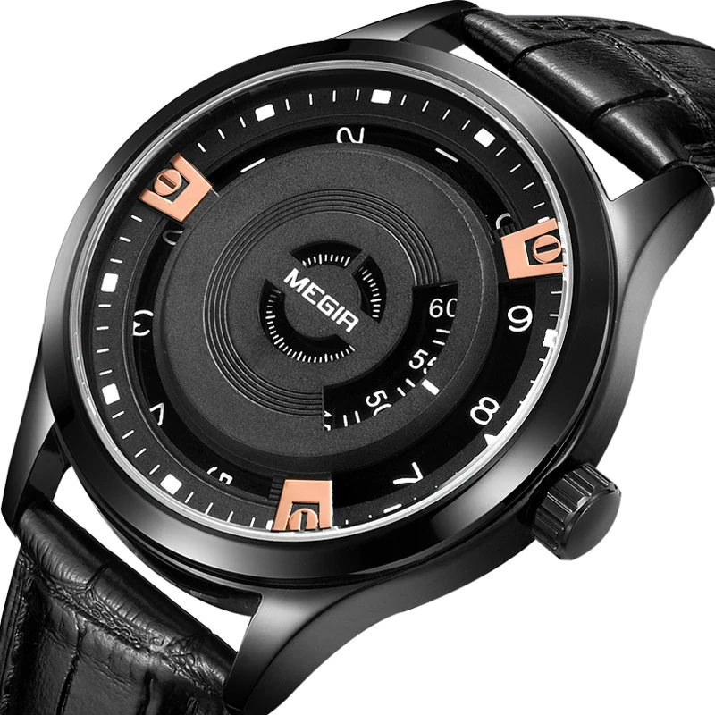 

Fashion Unique Men Watch Sports Waterproof Men's No Pointer Leather Simple Fashion Trend Quartz Watch