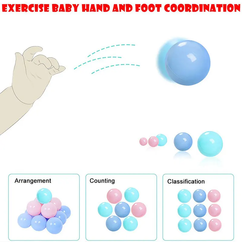 100 шт цветные пластиковые шарики для сухого бассейна, экологически чистые забавные игрушки для детей, мягкие шарики для детей, шарики диаметром 5,5 см
