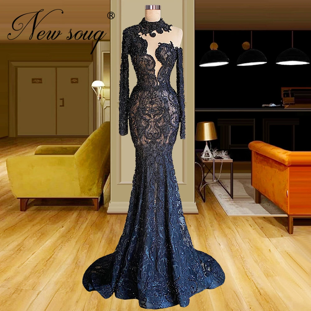 

Modern Mermaid Evening Dresses Dubai Arabic Crystals Party Gowns Vestidos De Festa 2022 Women Prom Dress Beaded Cocktail Dress