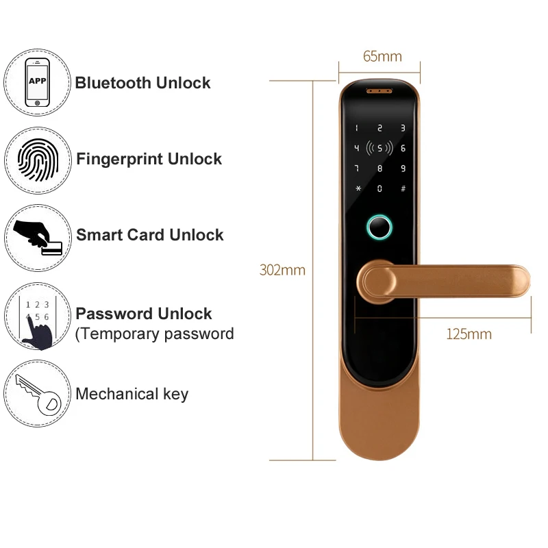 RAYKUBE электронный дверной замок с Биометрическим отпечатком пальца/Bluetooth/цифровой/13,56 МГц IC карта разблокировка без ключа врезной замок