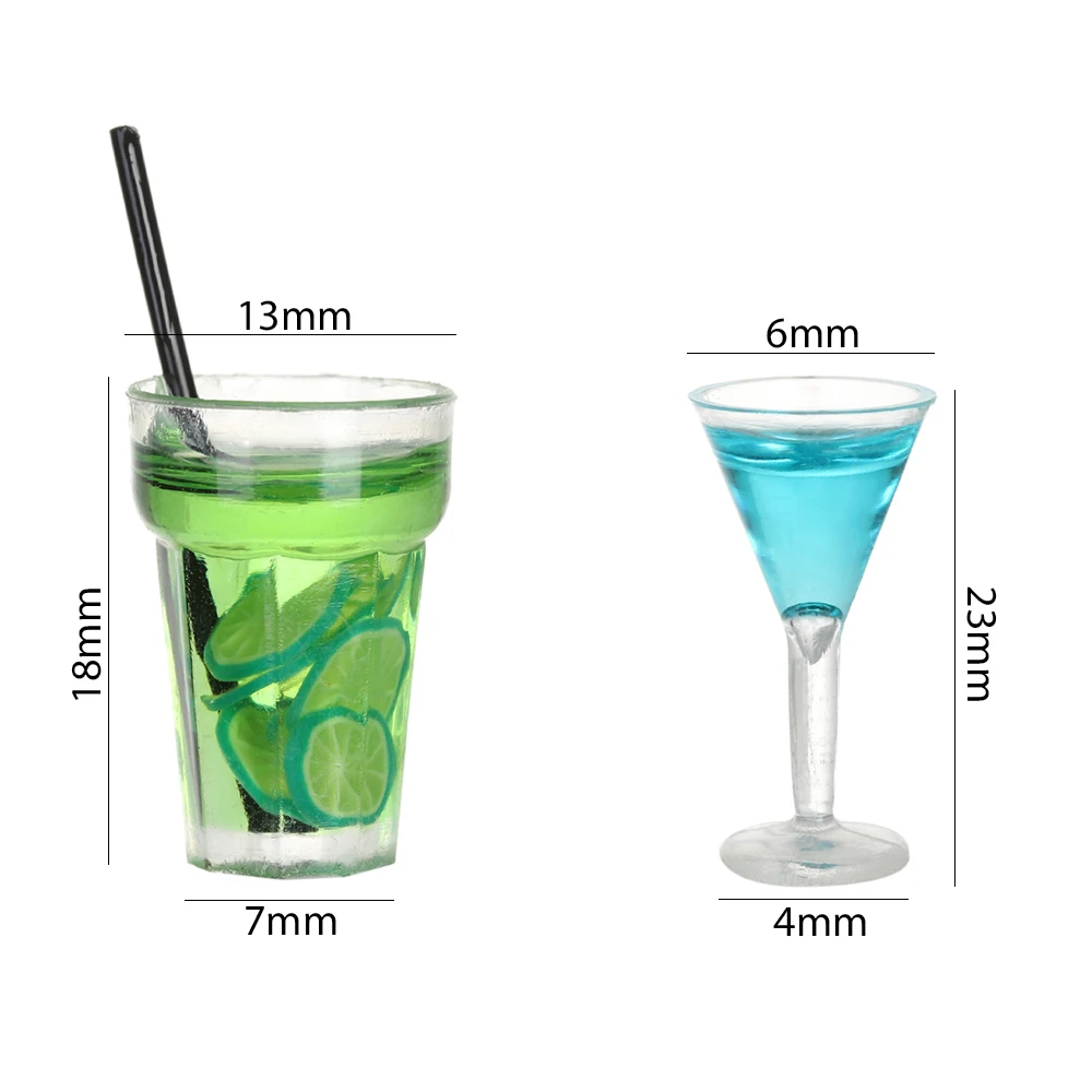 Miniature Fruit Tea Cocktail Resin Play Set - Dollhouse Decoration Accessories