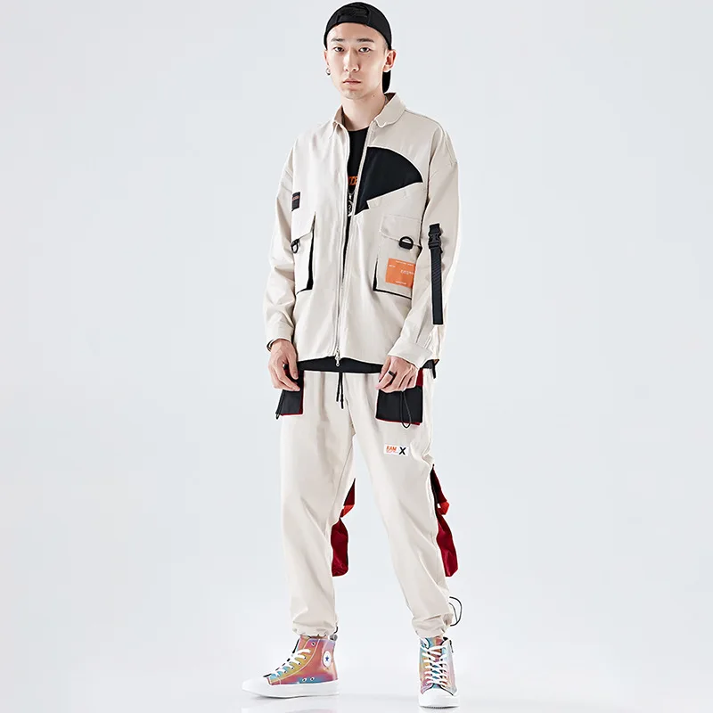 

[Jacket + Bib Overall] INS Origional Design Set Men's Workwear Jacket National Trends Bib Overall Casual Pants
