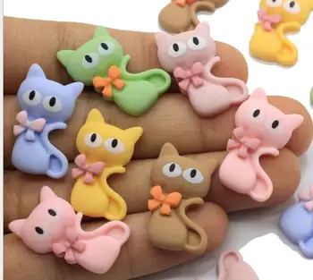 

Wholesale resin diy crafts kawaii cat resin cabochons for bowknot hair bow decoration accessories