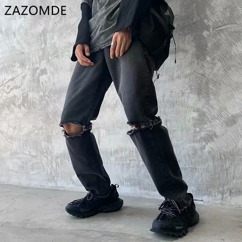 Мужские модные брендовые ковбойские прямые джинсы ZAZOMDE 2020 в Корейском стиле с
