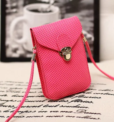 

2019 Fluorescence Colors Women Mobile Phone Bags Fashion Small Change Purse Female Woven Buckle Shoulder Bags Mini Messenger Bag