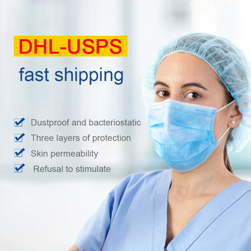 

20 / 50 / 100pcs Disposable Mask, DHL USPS Fast Shipping ,Three-layer Mask, Dust-proof And Breathable Surgical Mask