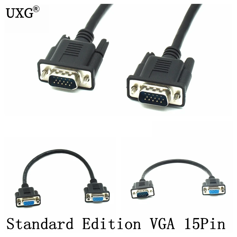 Стандартный выпуск 25 см 0 м HD 15Pin VGA D Sub короткий видео кабель m/M штекер Женский RGB
