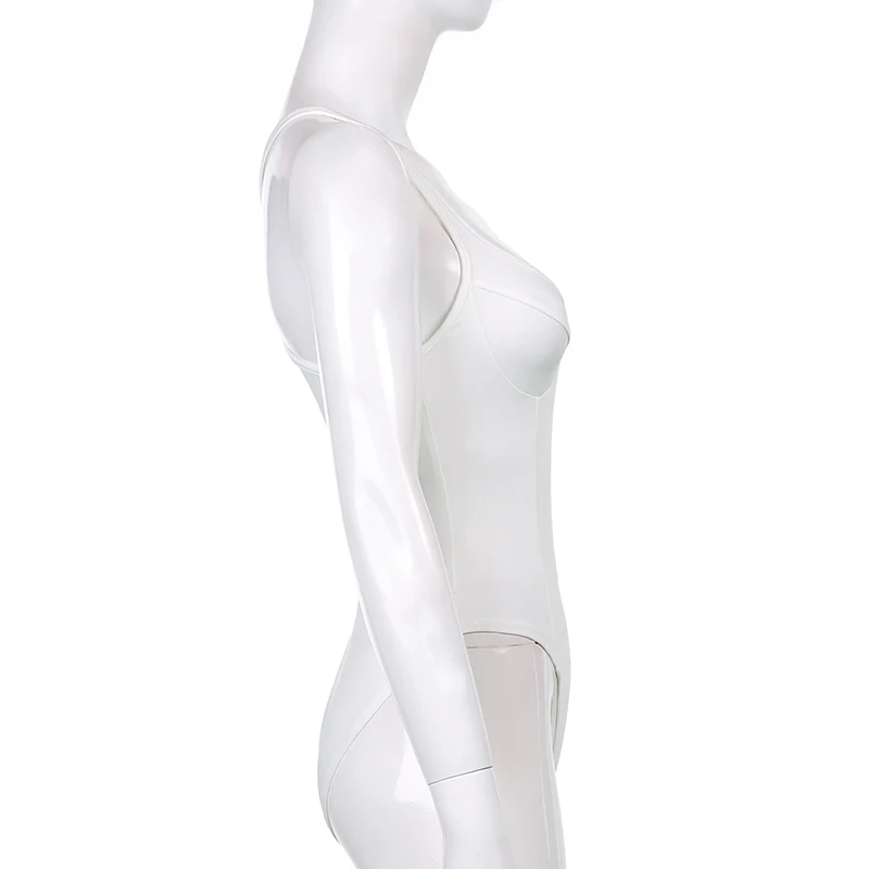 Sleeveless Sexy Strap Bodysuit Summer Backless Bodycon Short Jumpsuit Ladies Casual Black White V Neck Body Suit Top