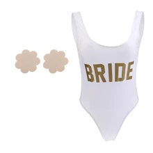 Женский купальник для невесты с золотыми буквами, монокини, пляжная одежда для невесты, L, невидимый атласный лепесток, накладки на грудь, бюстгальтер