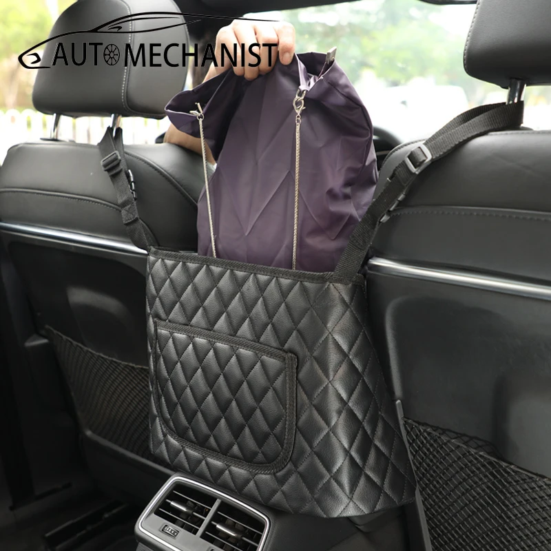 Car Handbag Holder Organizer in The Seat Hanging Storage Bag PU Leather Auto Pocket Stowing Tidying Accessor | Автомобили и