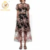 SMTHMA High Quality Self Portrait Dress 2022 New arrive Mesh Embroidery Sequins Flower dress Chic Summer Maxi Long Dress ► Photo 1/4