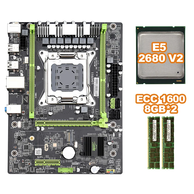 X79 M2 3,0 LGA2011 материнская плата Поддержка NVME M.2 SSD SATA3.0 SATA2.0 USB3.0 с E5 2680V2 Процессор 2x8G 1600 ECC память
