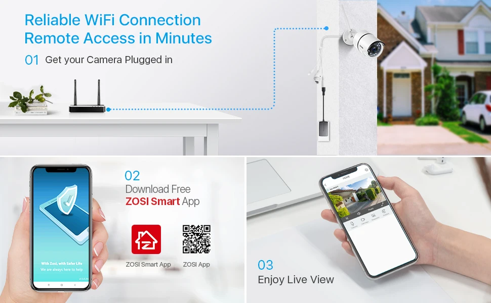 ZOSI 1080P Wifi IP Camera 2.0MP HD Outdoor IP67 Night Vision Security Video Surveillance Camera,2-Way Audio,AI Human Detection