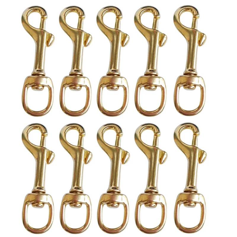

NEW-10Pcs Metal Swivel Clasps - 10Pcs Brass Flag Pole Snap Clip for Keychains, Curtains, Pet Leashes, Rope
