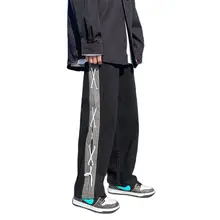 

Pants Men's Trousers Spring New Men's Casual Pants Straight Leg Webbed Trim Straight Leg Slacks Elastic Waist In 2 Colors S-2XL