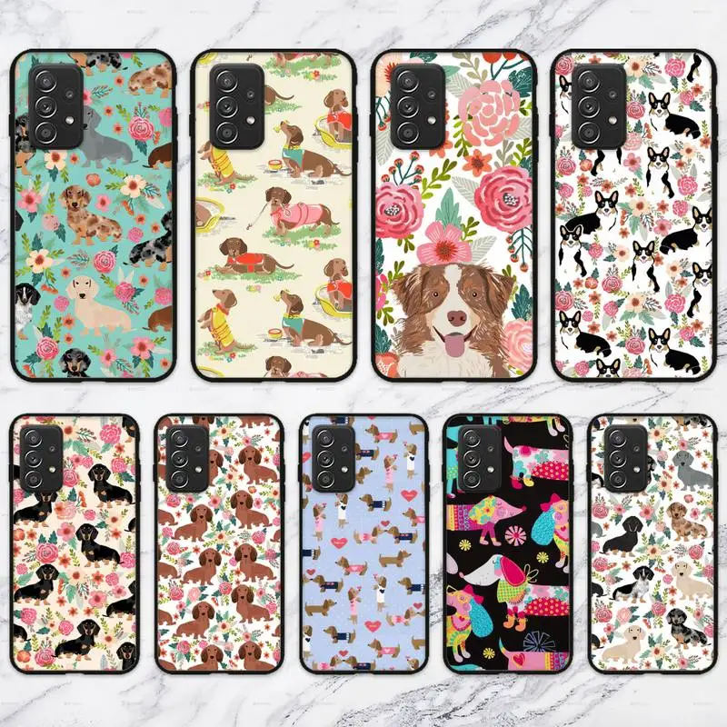 Чехол для телефона Dachshund Doxie Flower Dog щенок Samsung Galaxy S10 S20 S21 Note10 20Plus Ultra Shell | Мобильные