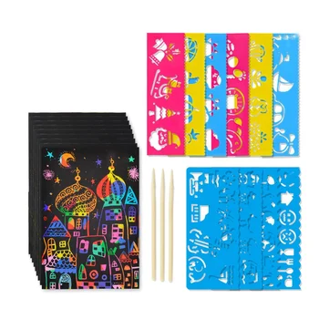 

50 Sheets Scratch Art Paper Magic DIY Colorful Rainbow Scratch Cards Set Graffiti Stencil Scraping Drawing Kids Toys