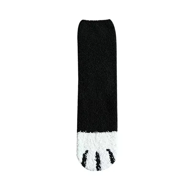 Бархатные нечёткие носки кораллового цвета для девочек женские утолщенные эластичные кавайные носки пушистые теплые зимние дышащие мягкие носки с забавными кошачьими носками - Цвет: WDS88  1