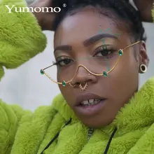 YUMOMO, новинка, модные стразы, очки, сплав, оправа для женщин,, роскошный алмаз, капля воды, украшение, полуоправа, очки