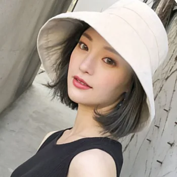 

Summer sunscreen Bucket Hat Caps women Solid Color Fisherman Panama Simple Plain Hats Hip Hop cool Beach Sun Fishing Bucket Hats