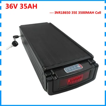 

1000W 36V 35AH ebike battery 36V lithium rear rack battery pack with tail light use 3500mah 35E cell with 5A charger