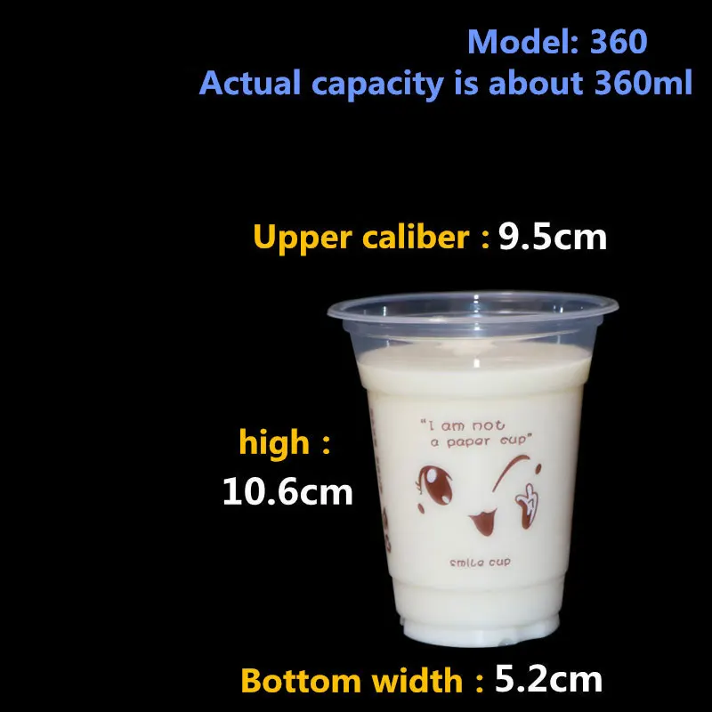 100 пакет 360/400/450/500/700 ml прозрачный утолщаются одноразовые, для молока Чай Пластик чашки холодной пить соевое молоко PP чашка утолщенная